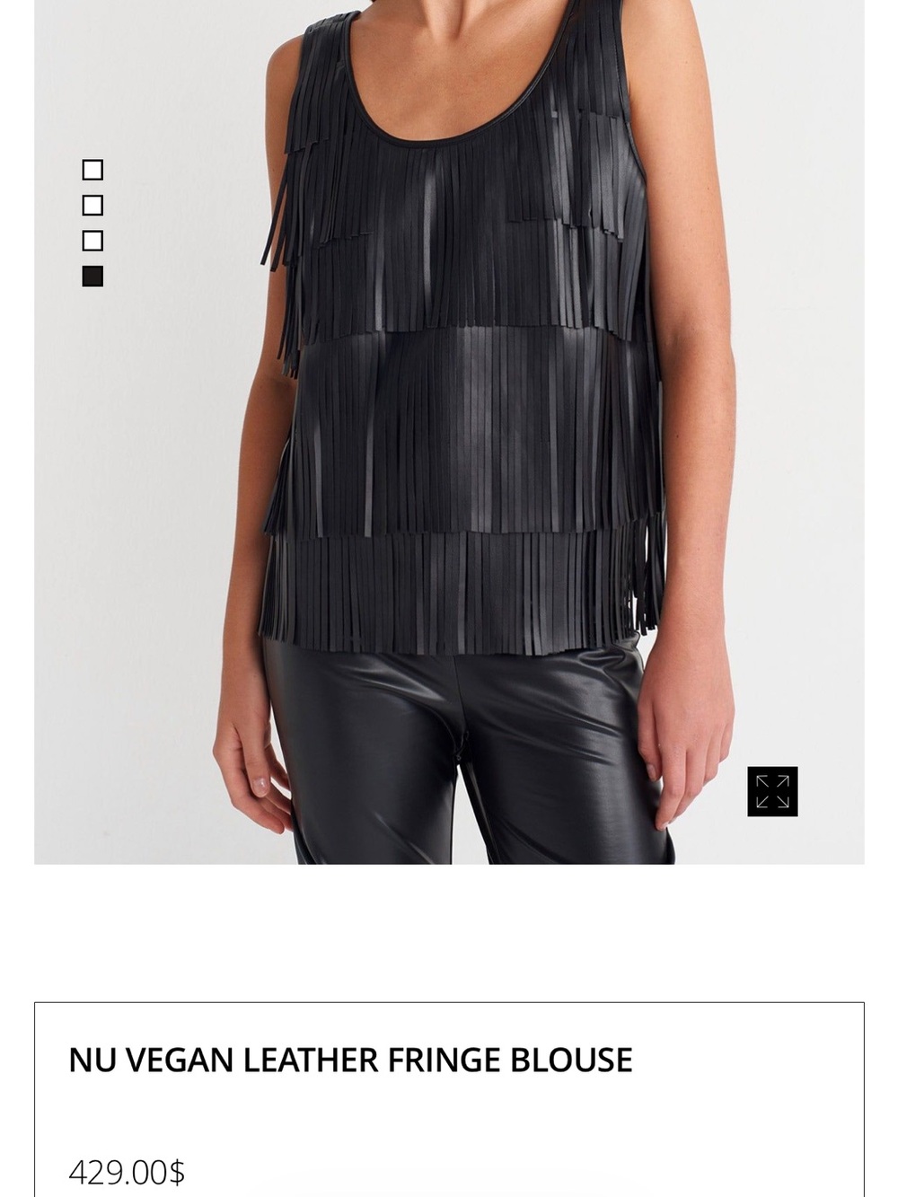 Black Fringe Tank Top with Scoop Neck